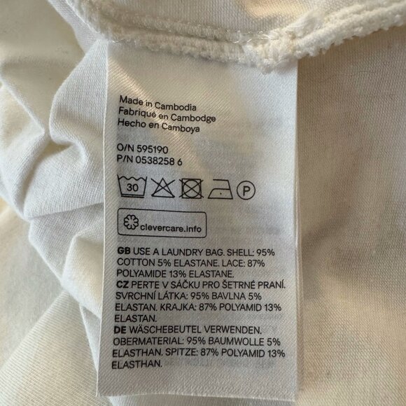 H&M White T-Shirt with Transparent Lace Shoulders and Sleeves, Womens Size Small - Picture 4 of 7